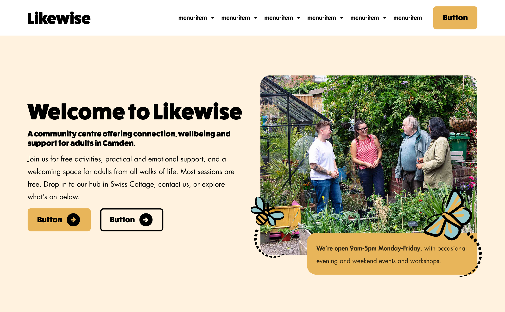 Likewise community members chatting together in a garden